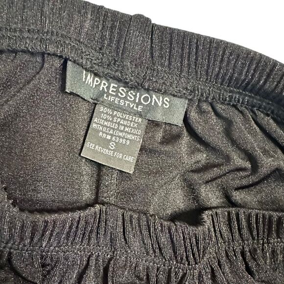 Shimmery Black Impressions Lifestyle Pull on elastic waist Pants size Small. - Picture 7 of 7